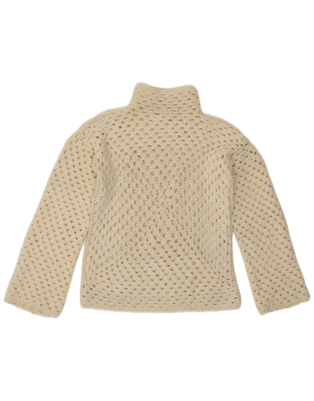 Vintage Dame se Gennem Turtle Neck Jumper Sweater UK 14 Medium Off Whit