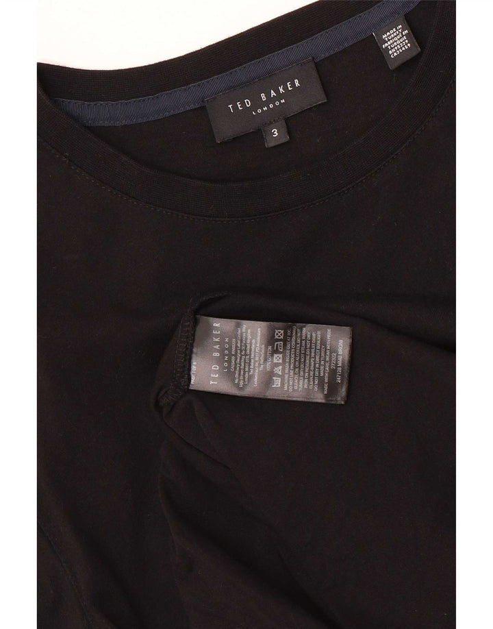 Ted Baker Herre grafisk T-shirt Top Størrelse 3 Medium Sort Bomuld