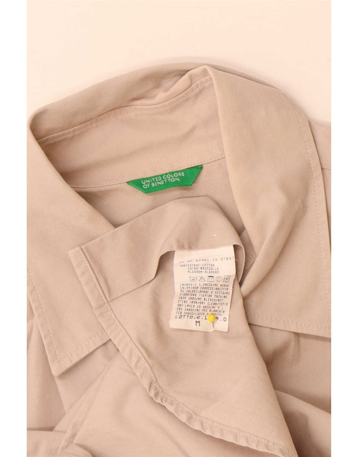 Benetton Herre Military Military Shirt Medium Beige Bomuld