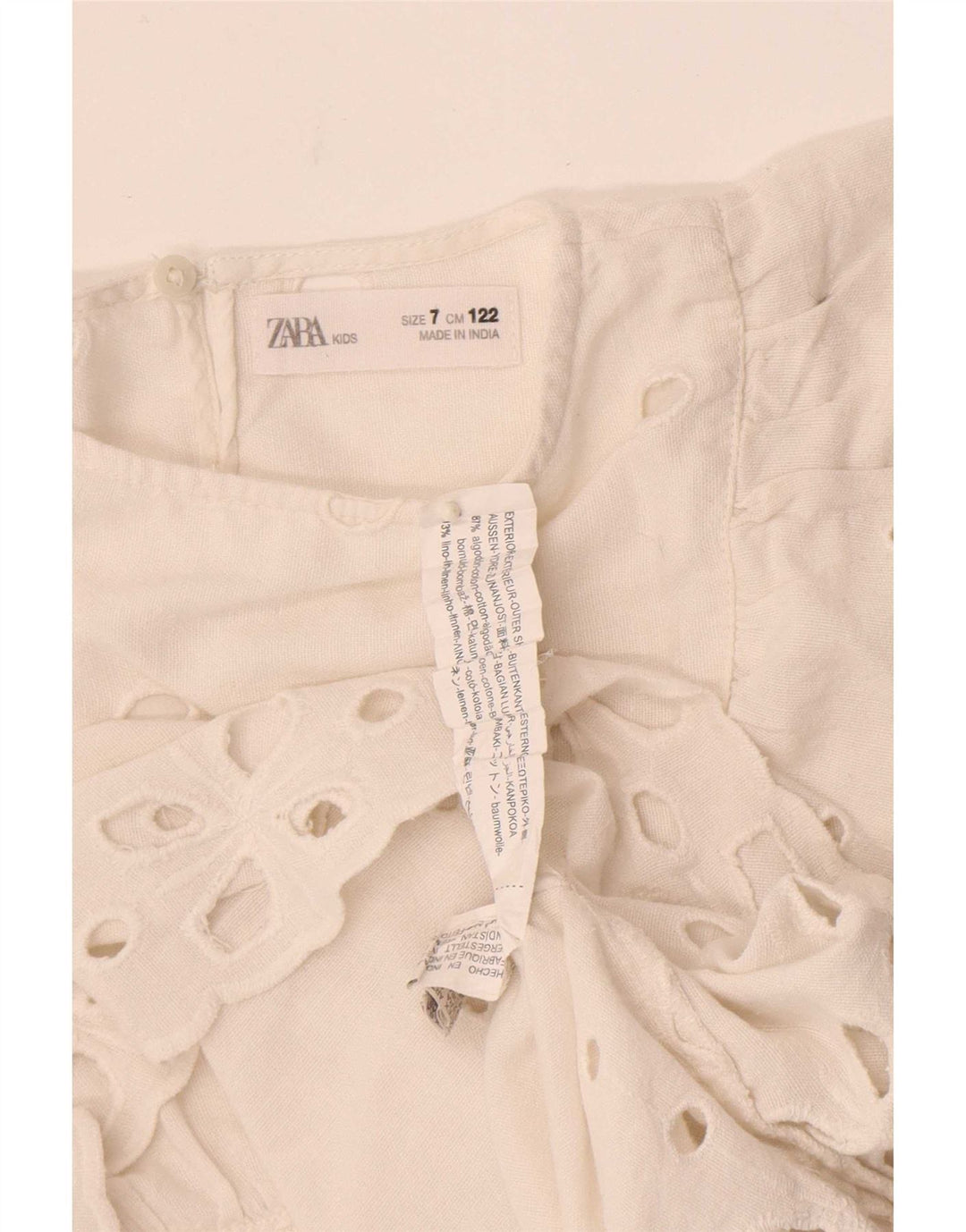 Zara Pigebluse Top 6-7 År Hvid Bomuld