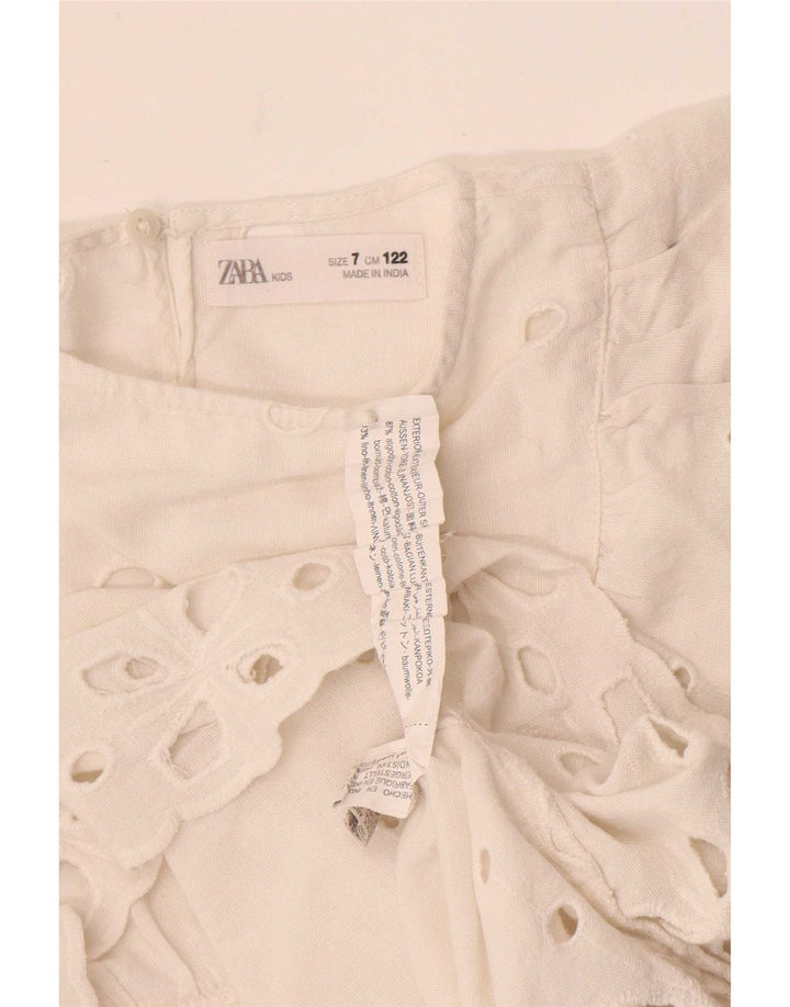 Zara Pigebluse Top 6-7 År Hvid Bomuld