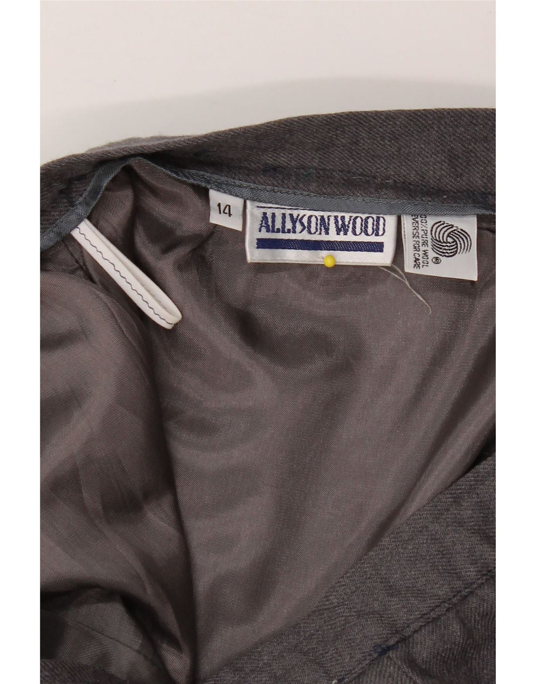 ALLYSON WOOD Womens A-Line Skirt UK 14 Medium W30  Grey Virgin Wool Vintage Allyson Wood and Second-Hand Allyson Wood from Messina Hembry 