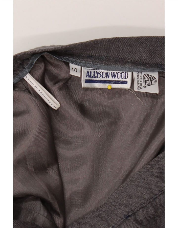 ALLYSON WOOD Womens A-Line Skirt UK 14 Medium W30  Grey Virgin Wool Vintage Allyson Wood and Second-Hand Allyson Wood from Messina Hembry 