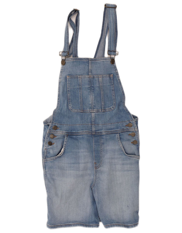 Fat Face Dame Dungarees Denim Shorts UK 10 Small W30 Blue Cotton