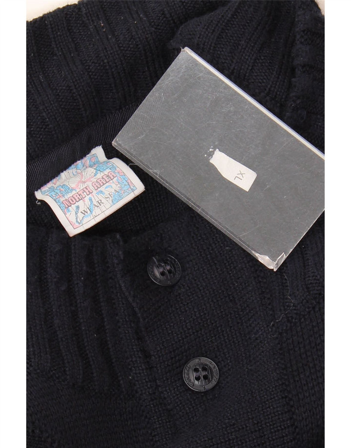 Vintage herre cardigan sweater XL marineblå jomfruuld