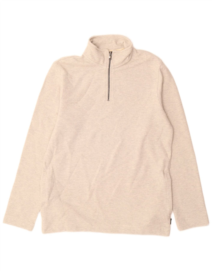 Ted Baker Herre Zip Neck Sweatshirt Jumper Størrelse 2 Lille Grå Bomuld