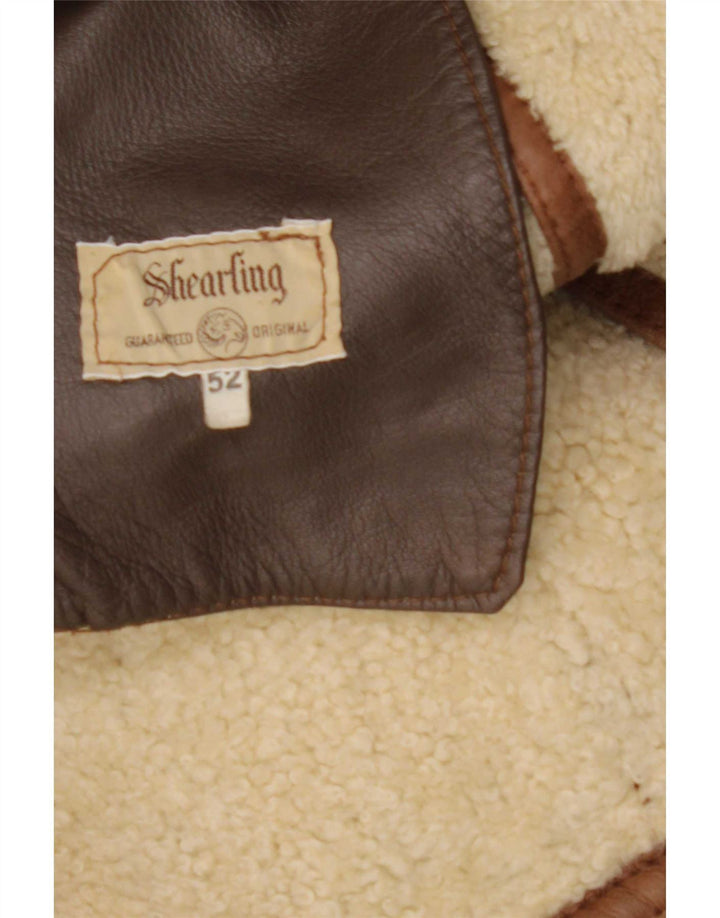 Vintage Herre Shearling Jacket IT 52 XL Beige Shearling