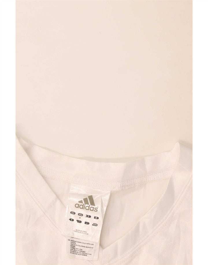 Adidas Dame Grafisk T-Shirt Top UK 12 Medium White Polyester