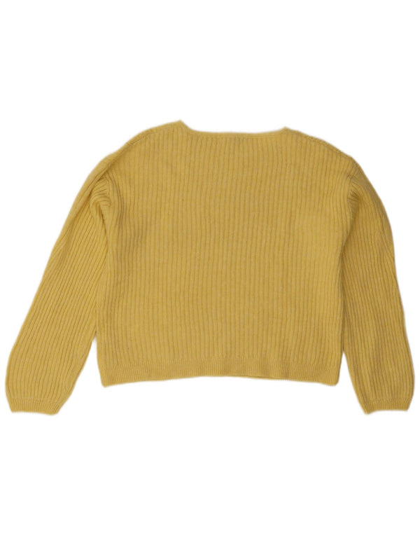 Marks & Spencer Dame Crop Boat Neck Jumper Sweater UK 14 Medium Yellow