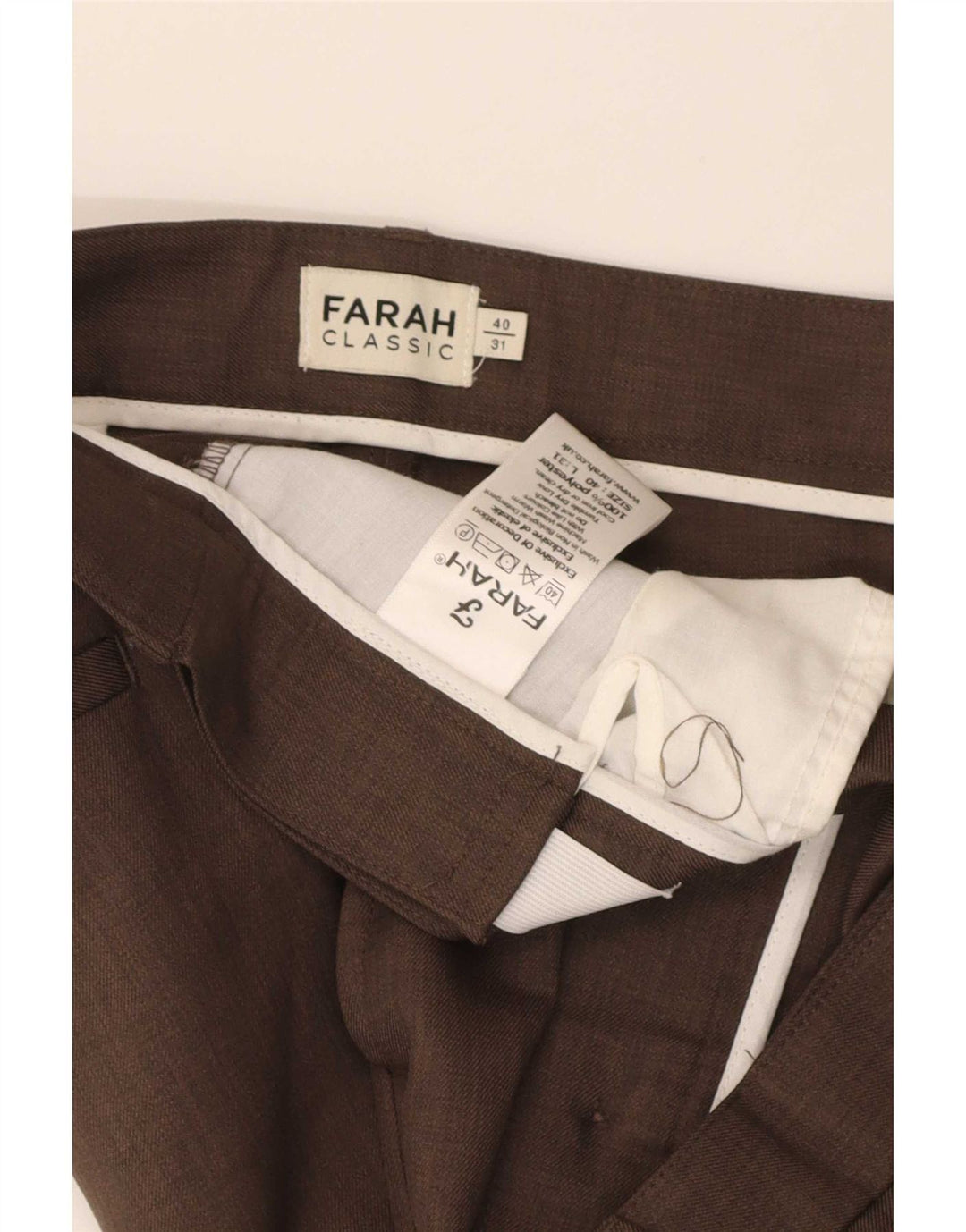 Farah Lige Chinobukser til mænd W40 L31 Brun polyester