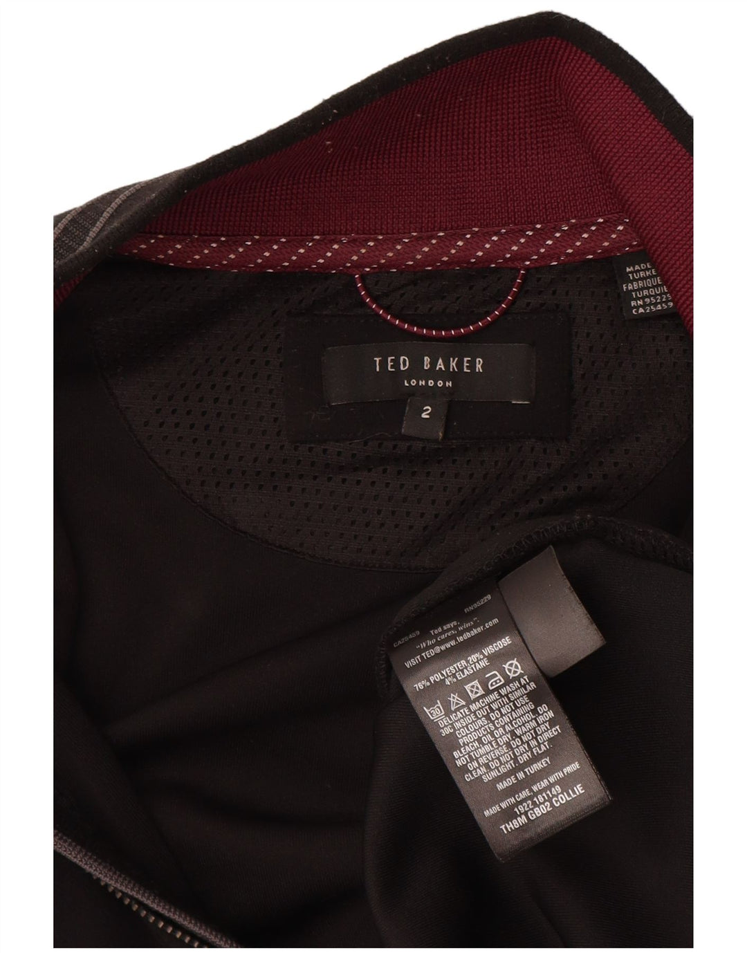Ted Baker Herre træningsdragt Top jakke størrelse 2 Lille sort polyester