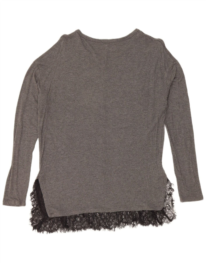 Zara Dame Langærmet Bluse Top UK 14 Mellemgrå