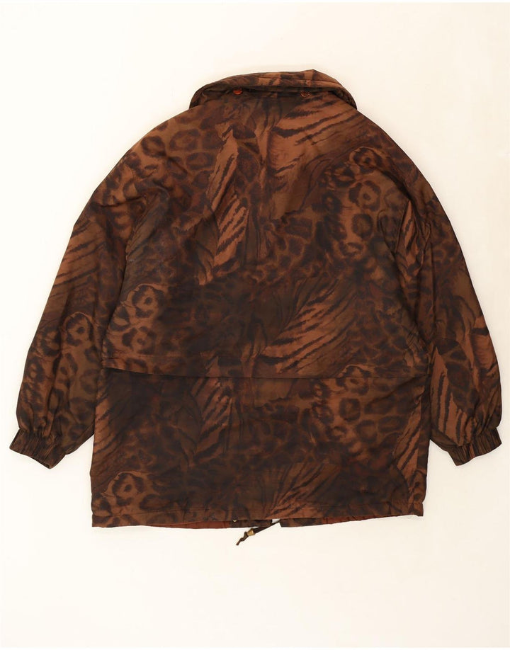 VINTAGE Womens Windbreaker Jacket UK 18 XL Brown Animal Print Polyester Vintage Vintage and Second-Hand Vintage from Messina Hembry 
