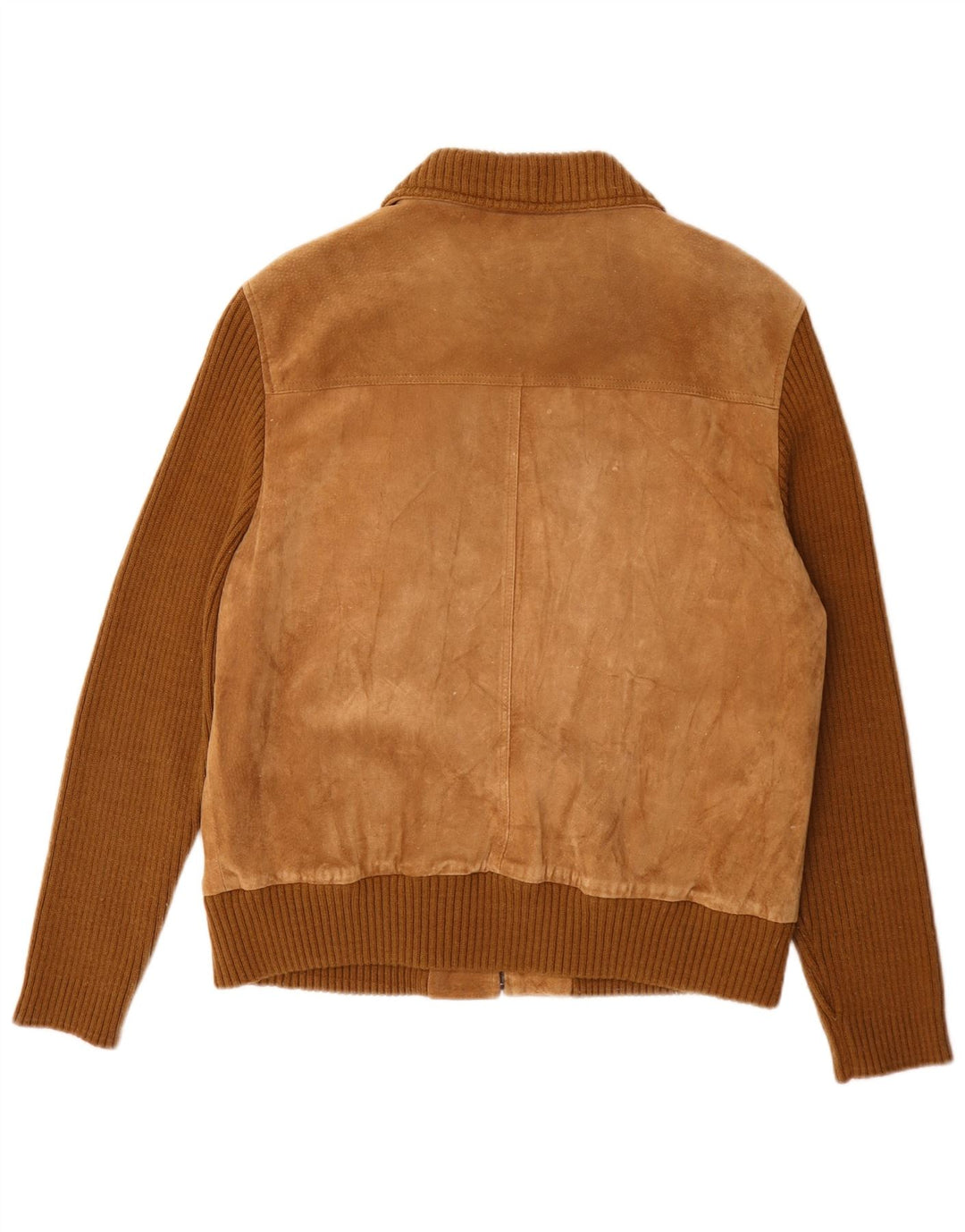 Vintage dame ruskind bomberjakke IT 50 XL Beige Colourblock Læder