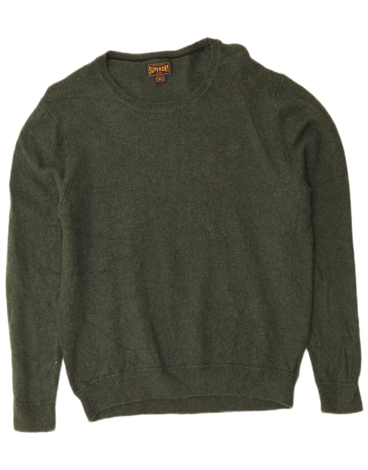 SUPERDRY Dame sweater med rund hals DK 18 XL Grøn nylon