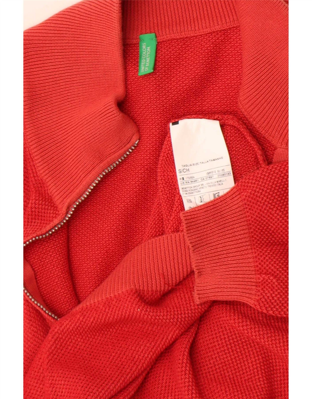 Benetton Herre Cardigan Sweater Lille Rød Bomuld