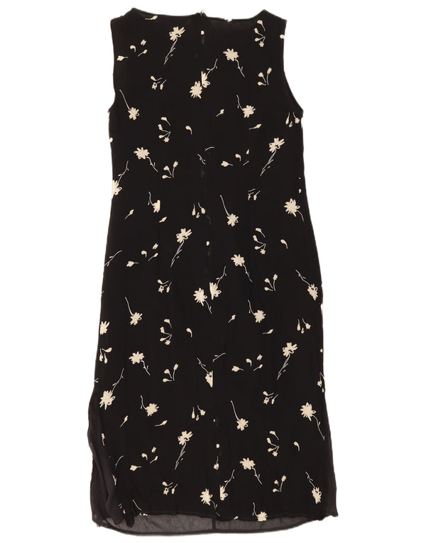 Marella Dame Ærmeløs Skift Kjole UK 14 Large Black Floral Viscose