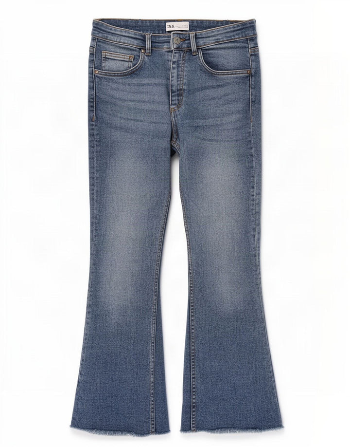 Zara Dame Flared Jeans EU 40 Medium W30 L26 Blå