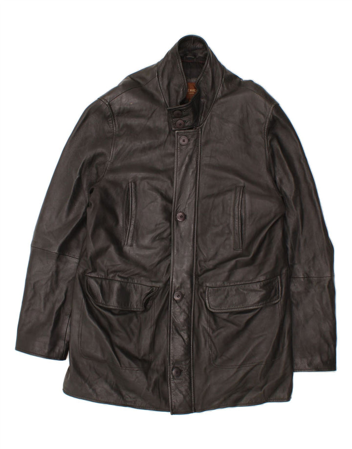 JEREM Mens Leather Coat UK 42 XL Black Leather Vintage Jerem and Second-Hand Jerem from Messina Hembry 