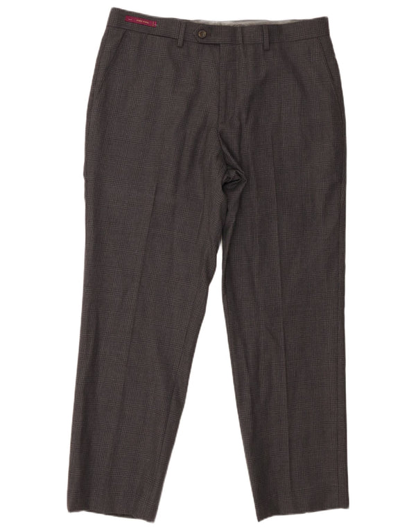 Marks & Spencer Herre Skræddersyet Fit Tapered Suit Bukser W34 L29 Grå ternet