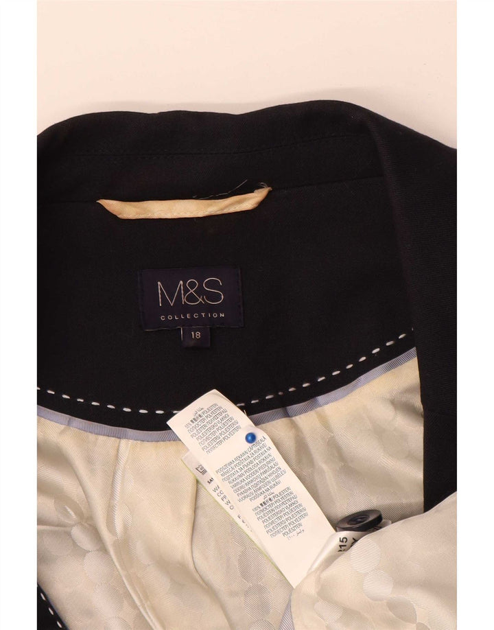 Marks & Spencer Dame 1-knaps blazerjakke UK 18 XL Marineblå polyester