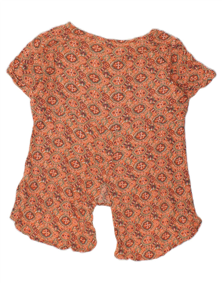 FAT FACE Womens Abstract Pattern Blouse Top UK 10 Small Brown Cotton Vintage Fat Face and Second-Hand Fat Face from Messina Hembry 