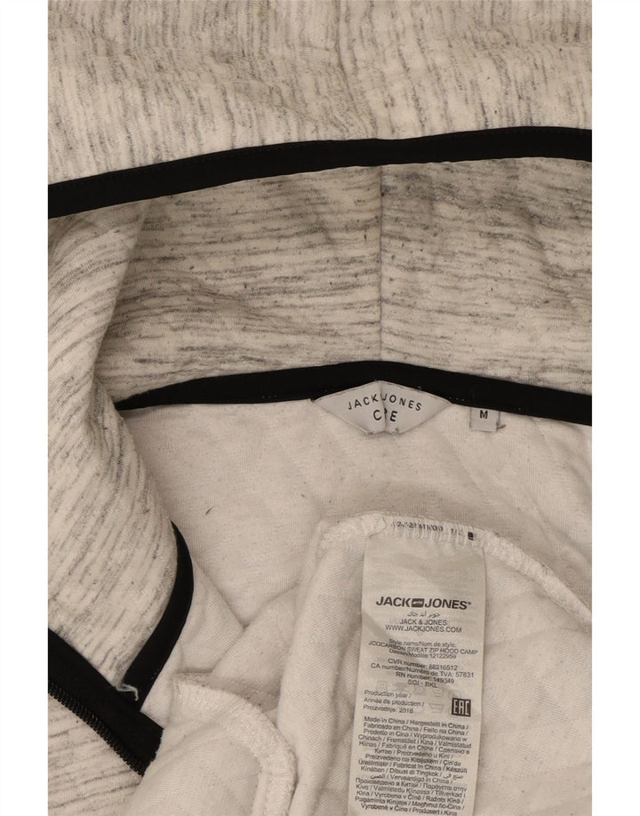 JACK & JONES Mens Zip Hoodie Sweater Medium Grey Pinstripe Cotton