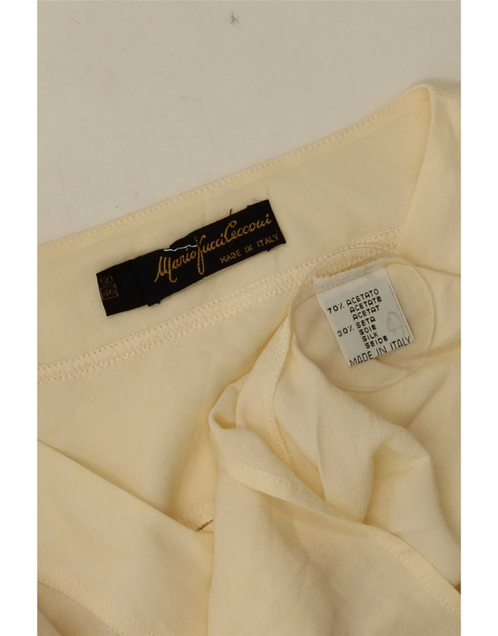 Mario Pucci Cecconi skjortebluse med 3/4 ærmer til kvinder IT 46 Large Off White
