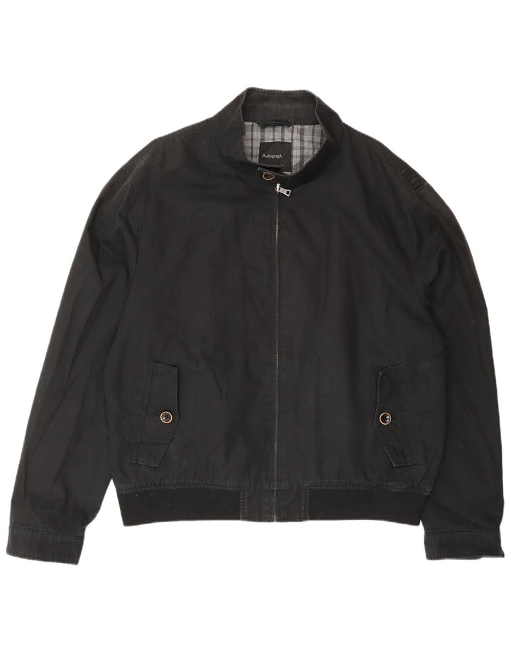 Marks & Spencer Herre Autograph Bomber Jacket UK 42 XL Sort Bomuld