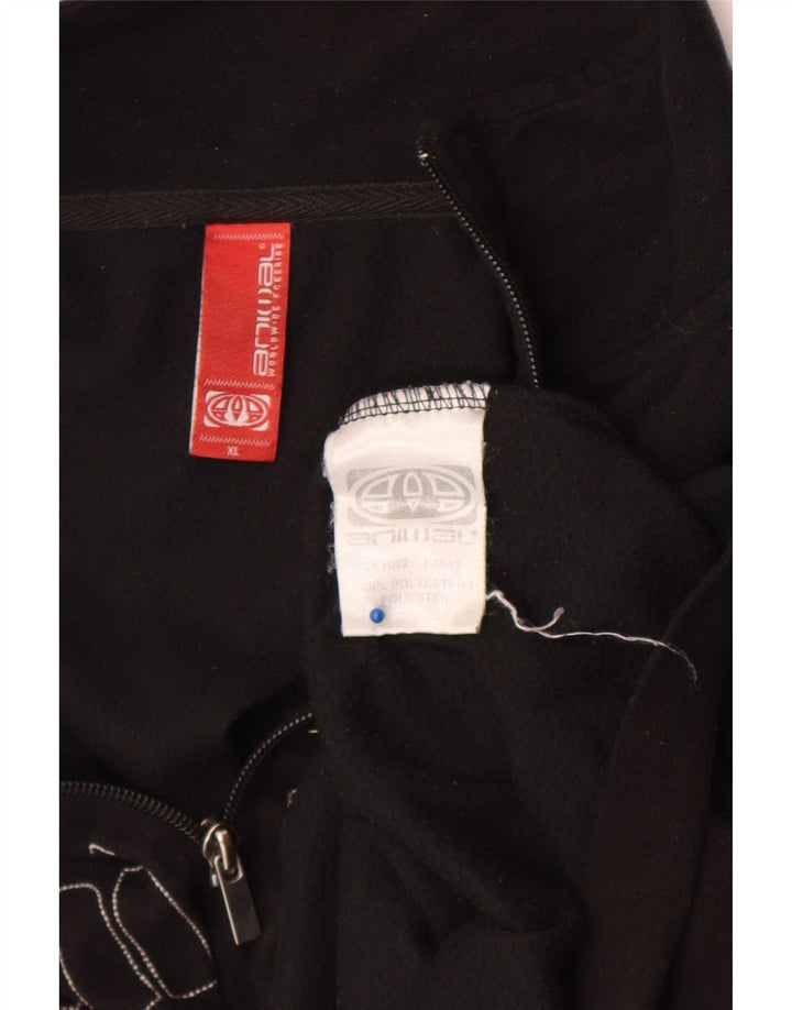 Animal Herre grafisk lynlås hals fleece jumper XL sort polyester