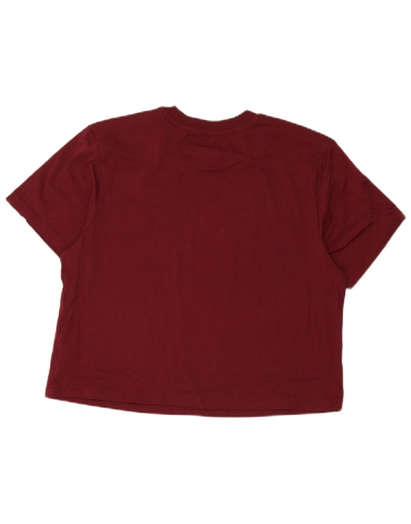 Adidas Womens Crop Oversized T-Shirt Top UK 8/10 Small Bourgogne Bomuld