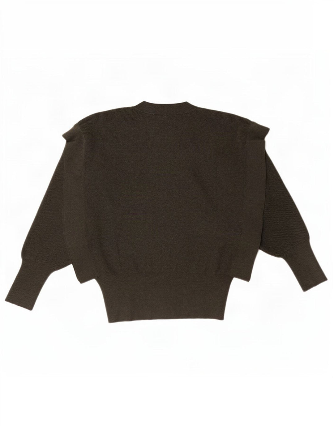 Zara Dame Batwing Crew Neck Jumper Sweater UK 10 Small Khaki Wool