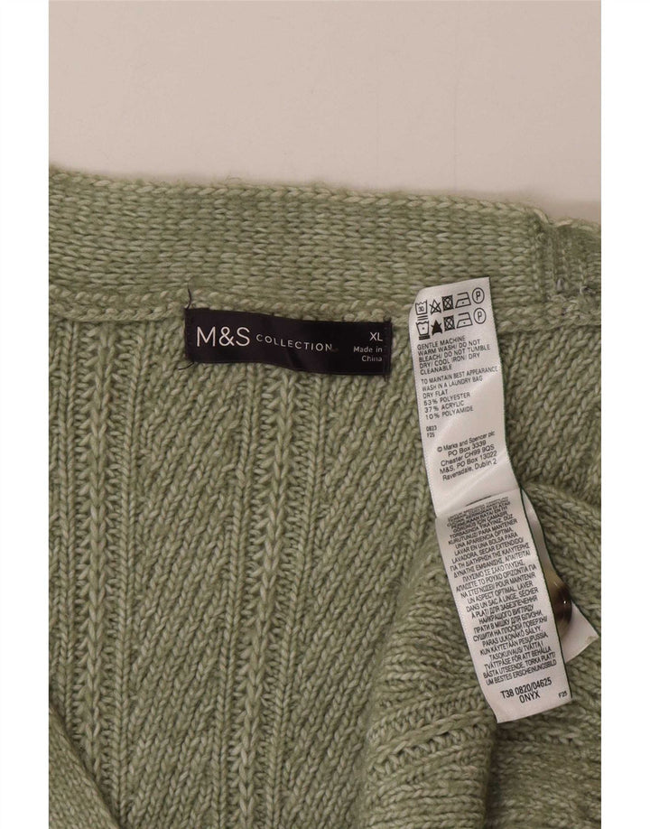 Marks & Spencer Dame Cardigan Sweater UK 18 XL Grøn Polyester