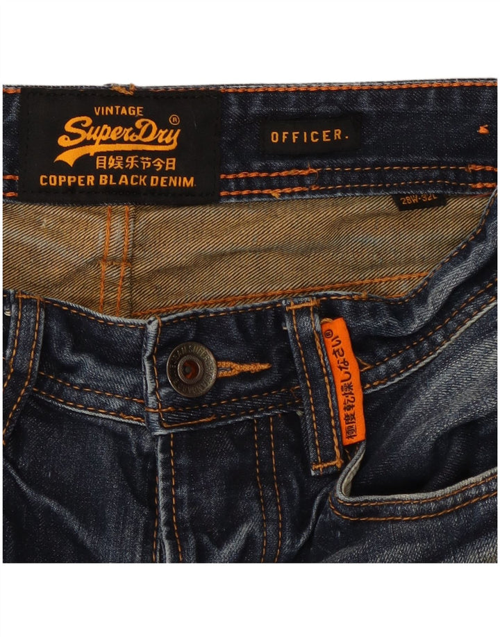 SUPERDRY Herre Officer Denim Shorts W28 Små blå bomuld