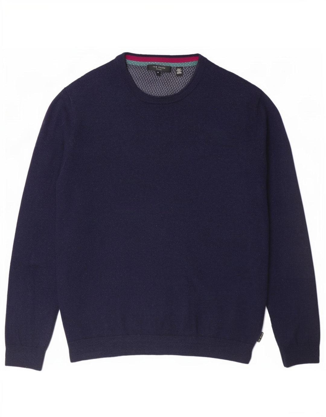 Ted Baker Herre Crew Neck Jumper Sweater Størrelse 4 Large Navy Blue Wool