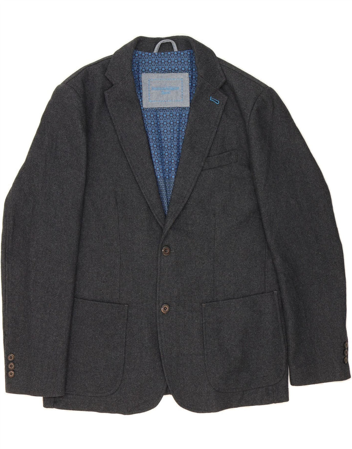 HARMONT & BLAINE Mens 2 Button Blazer Jacket IT 54 2XL Grey Vintage Harmont & Blaine and Second-Hand Harmont & Blaine from Messina Hembry 