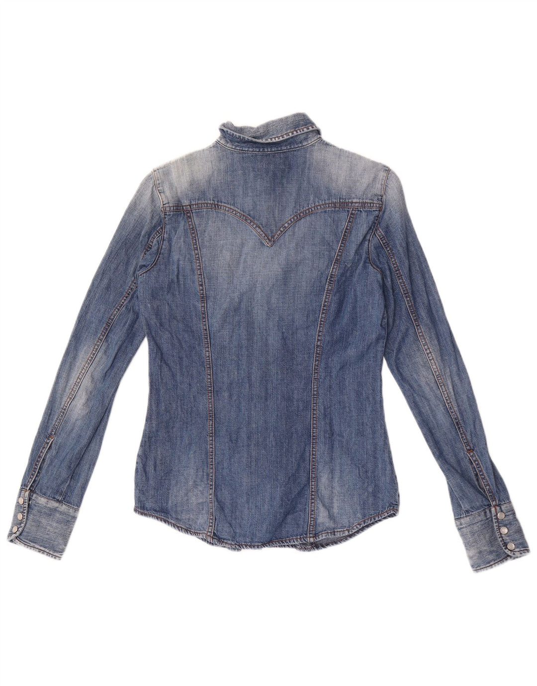 Gas Dame Denim Shirt UK 12 Medium Blue Cotton
