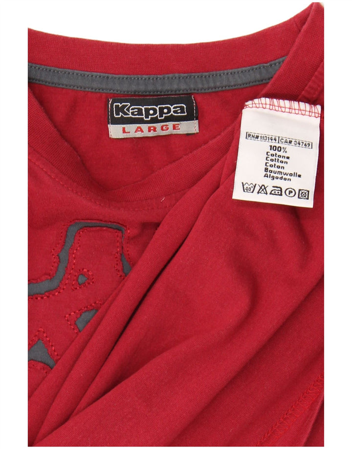 KAPPA Mens Graphic T-Shirt Top Large Red Cotton
