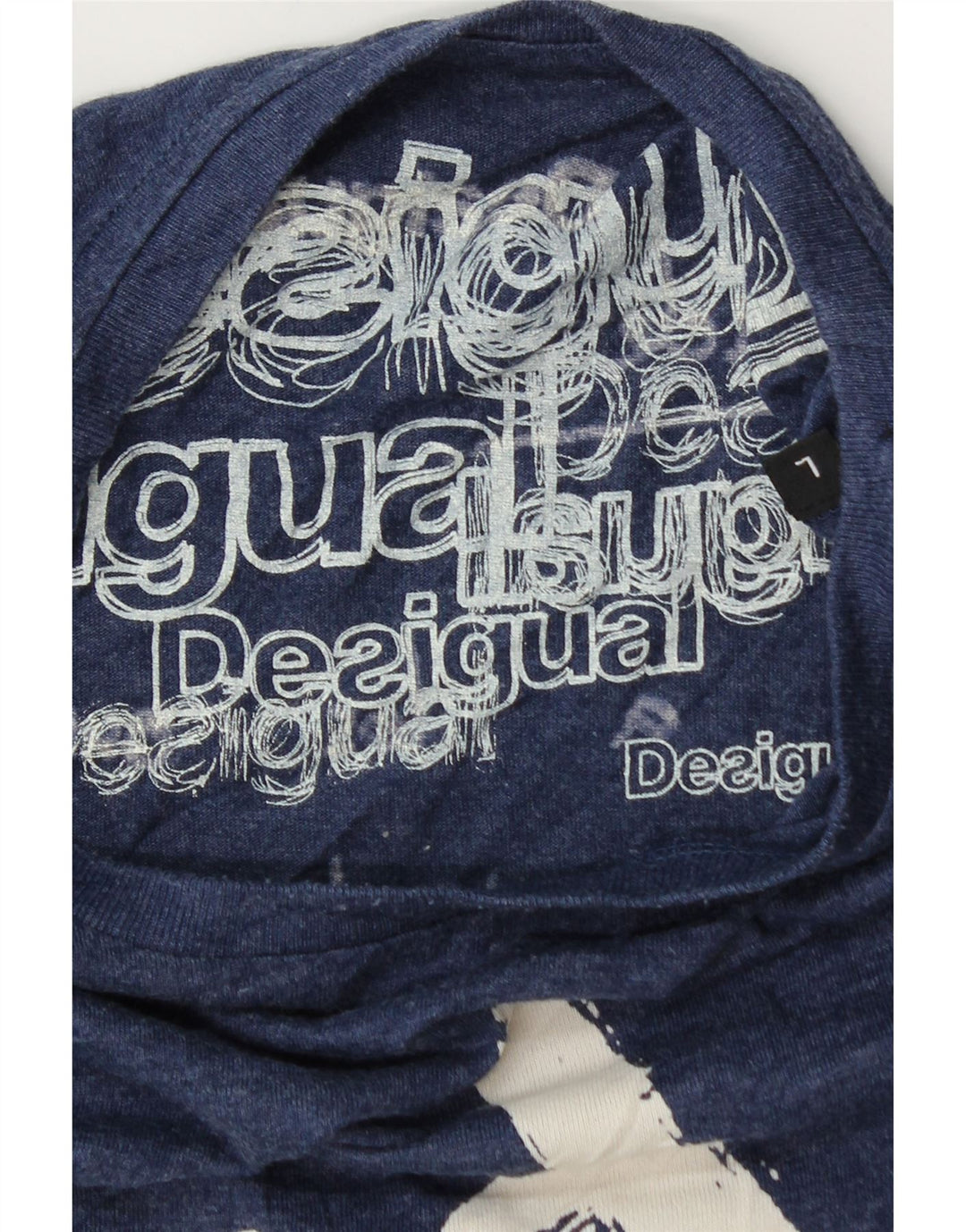Desigual Herre grafisk T-shirt Top Stor marineblå bomuld