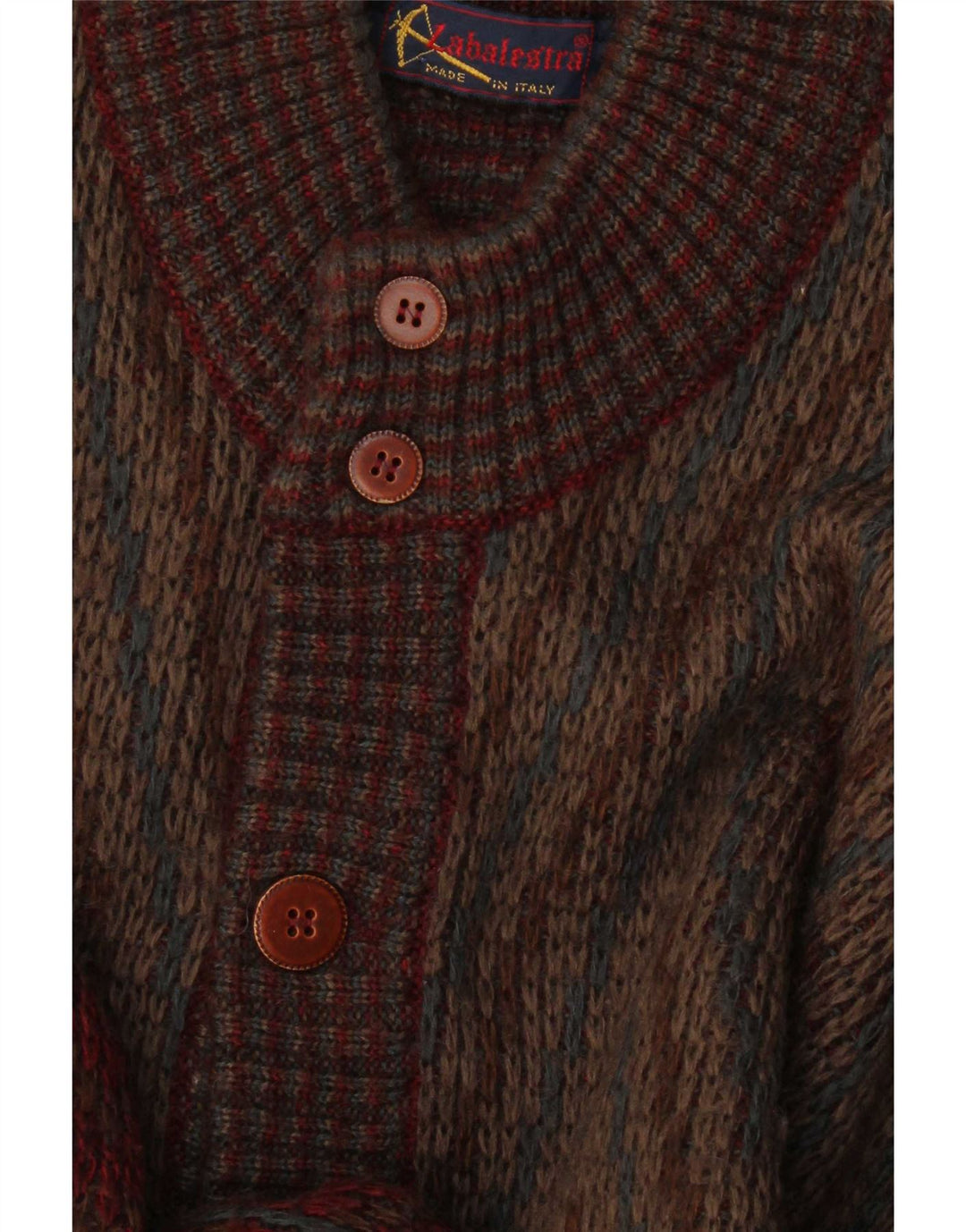 Vintage herre cardigan sweater Medium Bourgogne geometrisk