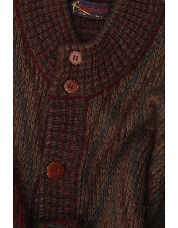 Vintage herre cardigan sweater Medium Bourgogne geometrisk