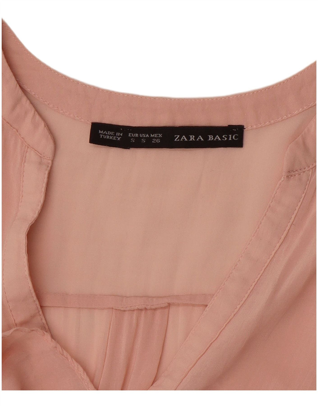 Zara Dame 3/4 ærmet gennemsigtig tunika Top UK 10 Lille Pink