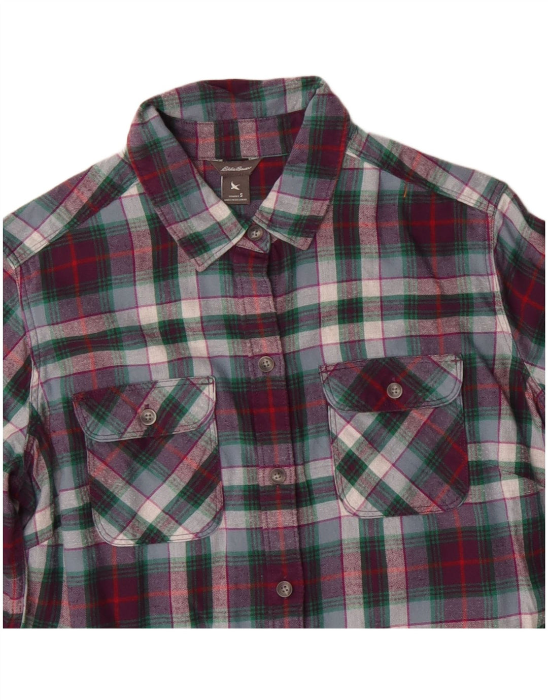 Eddie Bauer Dame Flannel Shirt UK 10 Small Flerfarvet Ternet Bomuld
