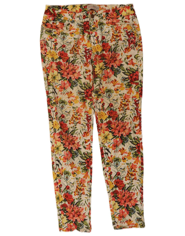 Zara Dame Slim Casual Bukser EU 38 Small W28 L28 Multicolored Floral