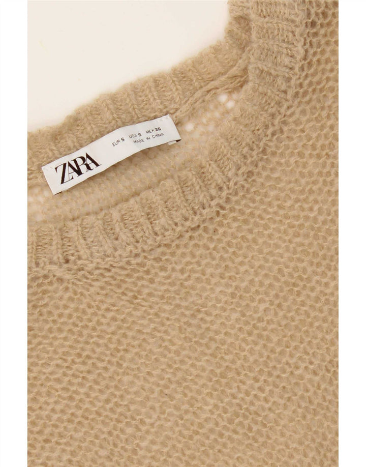 Zara Dame Se Through Top Langærmet UK 10 Small Beige