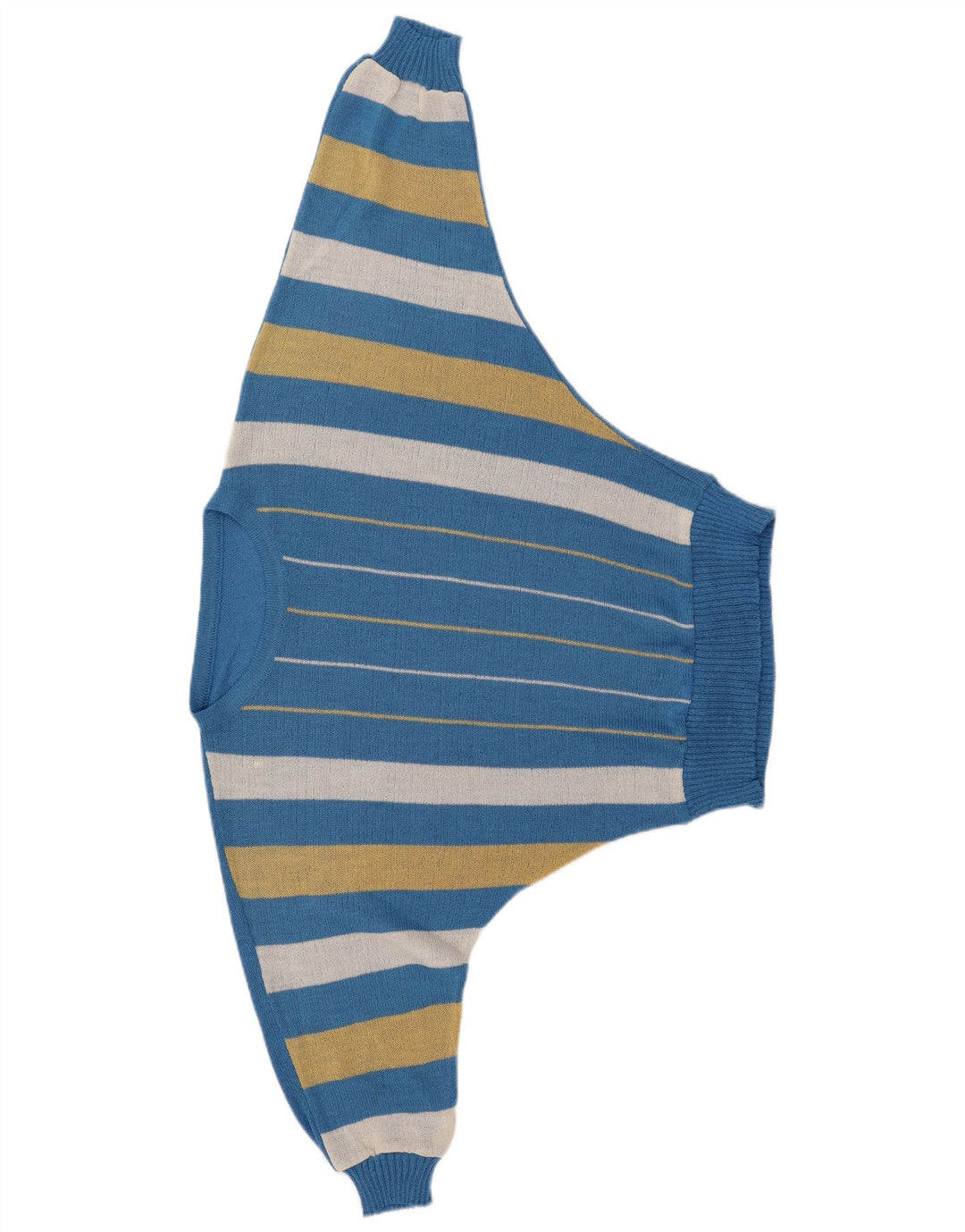 VINTAGE Dame Batwing Boat Neck Jumper Sweater IT 40 Lille Blå Stribet