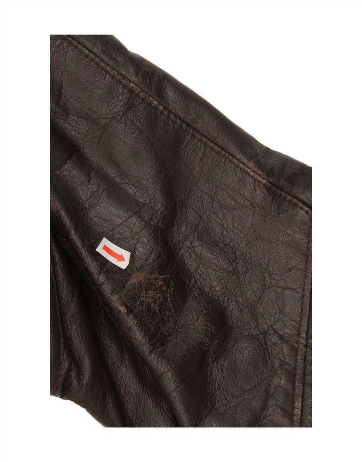 VINTAGE Mens Leather Jacket IT 52 XL Brown Vintage Vintage and Second-Hand Vintage from Messina Hembry 
