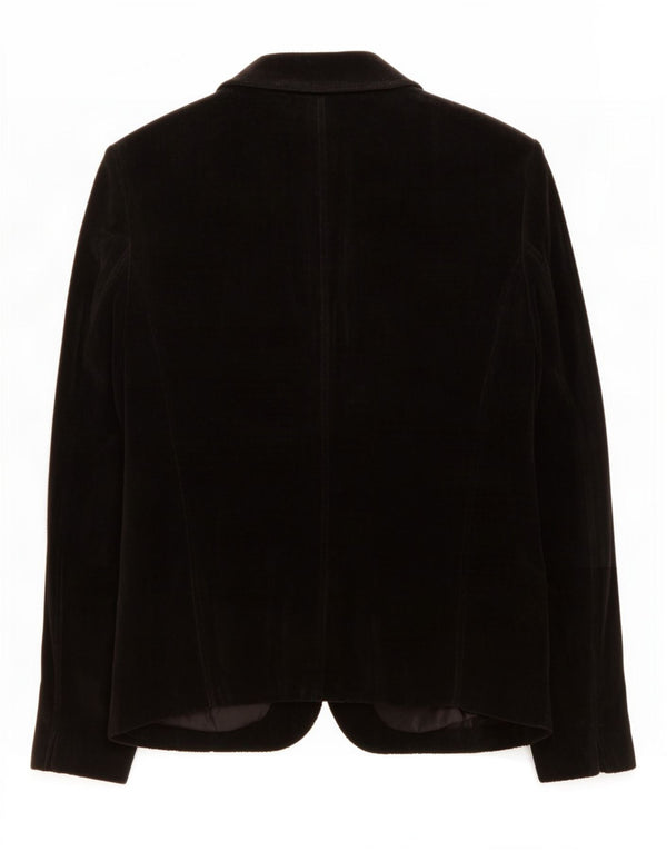 Nadine H Dame 3 Button Velvet Blazer Jacket IT 42 Medium Black Acetate