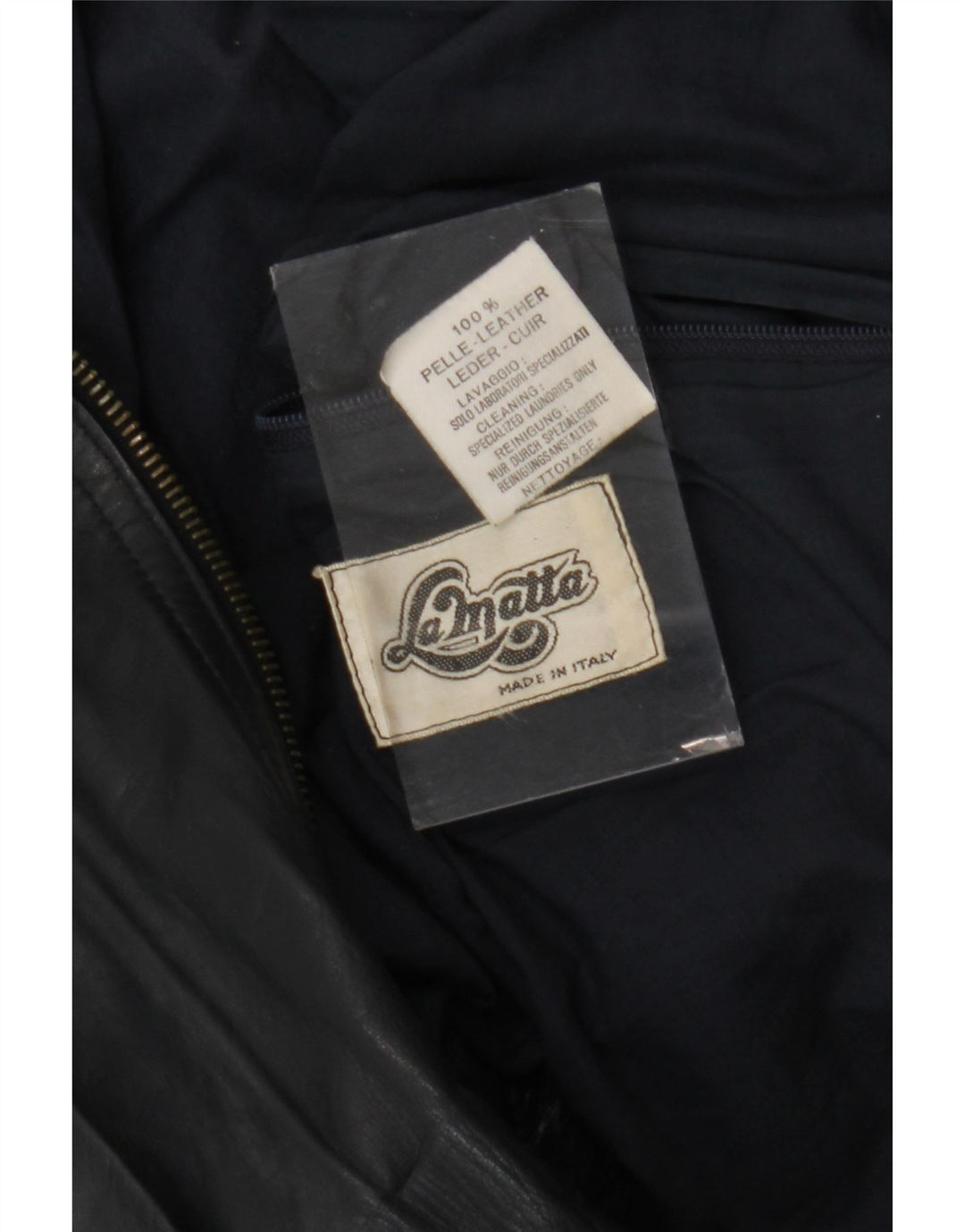 La Matta Herre Bomber Læderjakke UK 38 Medium Navy Blue Læder