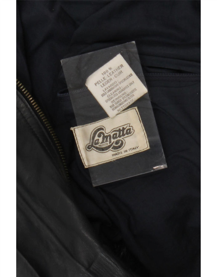 La Matta Herre Bomber Læderjakke UK 38 Medium Navy Blue Læder